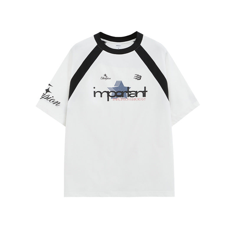 Retro Sports T-shirt Five-in-one Technology Fabric American Casual Style Short Sleeve