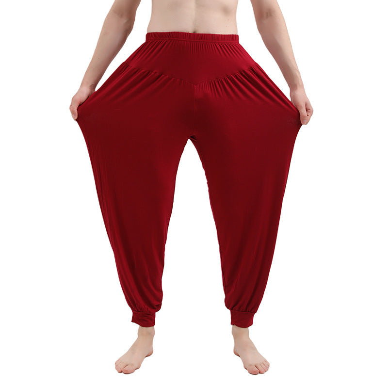Square Dance Men Plus-sized Plus Size Loose Elastic Leisure Thin And Soft Practice Yoga Home Pants Lantern Anti Mosquito Pants