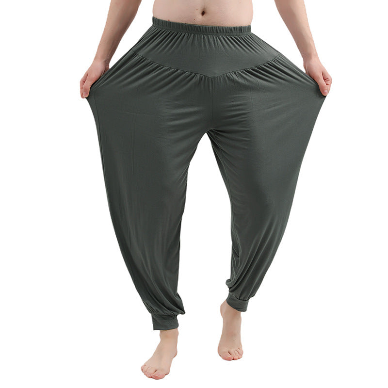 Square Dance Men Plus-sized Plus Size Loose Elastic Leisure Thin And Soft Practice Yoga Home Pants Lantern Anti Mosquito Pants