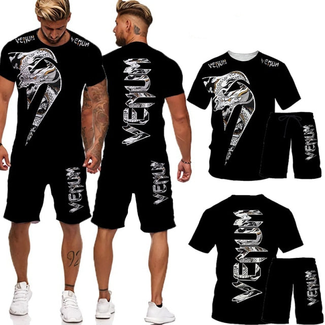 3D Cobra Kai Print Mixed Martial Arts T-Shirts+Shorts Sport Suit Men's Gym Training Fighter Sportwear Tracksuit Set 2 Pcs Cool
