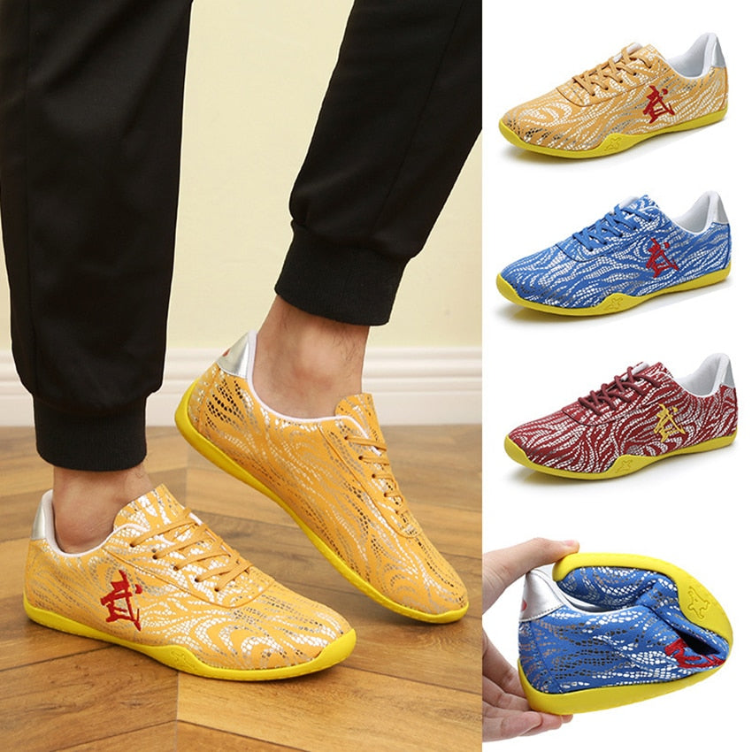 New Chinese Traditional Men Kung Fu Taiji Tai Chi Shoes Taekwondo Wear-resistant Wushu Breathable show Martial Arts Shoes 2021
