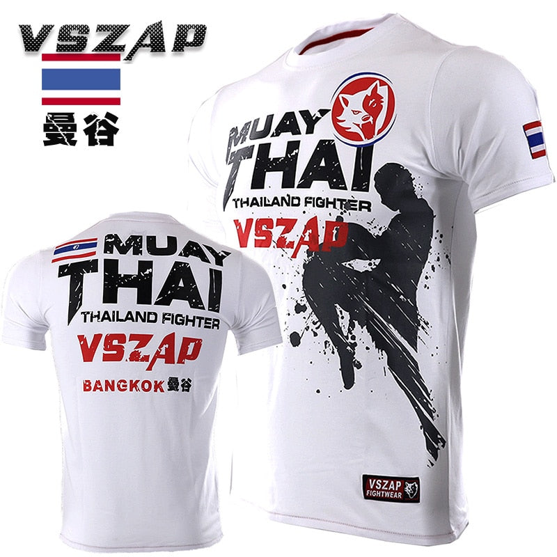 Bangkok Boxing MMA T Shirt Gym Tee Shirt Fighting Martial Arts Fitness Training Wolf Muay Thai T Shirt Men Homme S-4XL VSZAP