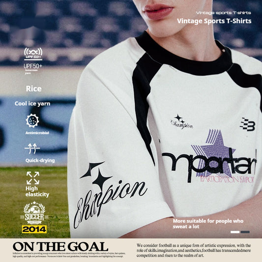 Retro Sports T-shirt Five-in-one Technology Fabric American Casual Style Short Sleeve