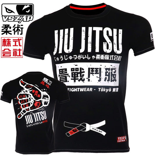 VSZAP Jiu Jitsu Muay Thai T Shirt Men Homme Boxing MMA T Shirt Gym Tee Shirt Fighting Fighting Martial Arts Fitness Training