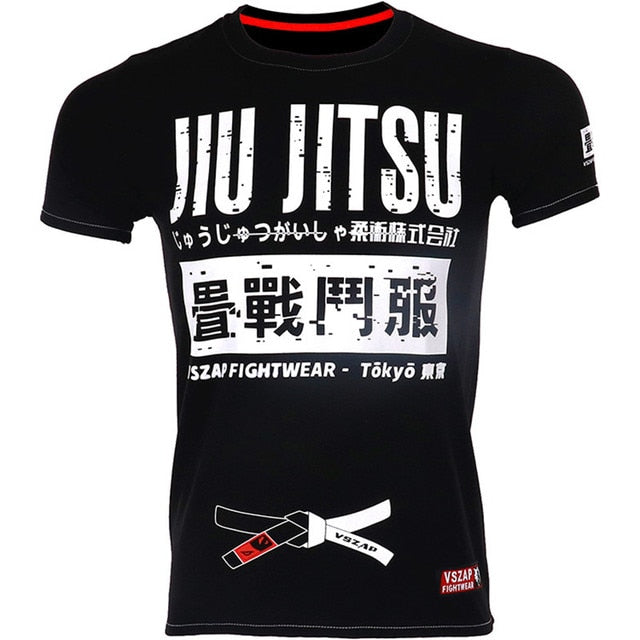 VSZAP Jiu Jitsu Muay Thai T Shirt Men Homme Boxing MMA T Shirt Gym Tee Shirt Fighting Fighting Martial Arts Fitness Training