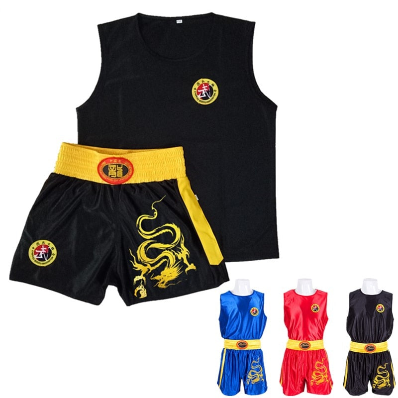 Unisex Boxing Uniform Sanda Suit Kongfu Uniform Bruce Lee Wushu Clothing Martial Arts Performance Costume for Children Adult