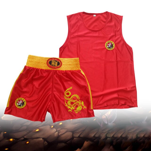 Unisex Boxing Uniform Sanda Suit Kongfu Uniform Bruce Lee Wushu Clothing Martial Arts Performance Costume for Children Adult