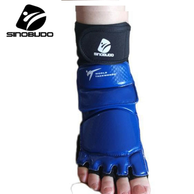 New WT Taekwondo PU Leather Foot Gloves Sparring Karate Ankle Protector Guard Gear Boxing Martial Arts Foot Guard Sock Adult Kid