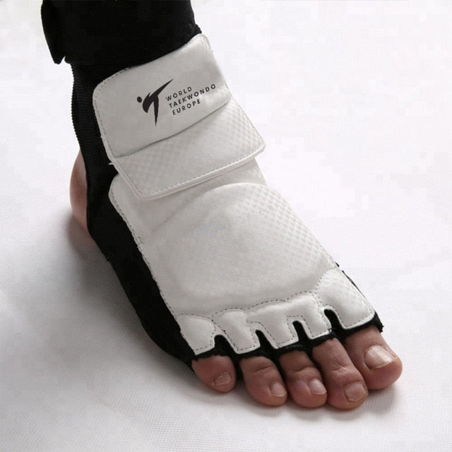 New WT Taekwondo PU Leather Foot Gloves Sparring Karate Ankle Protector Guard Gear Boxing Martial Arts Foot Guard Sock Adult Kid