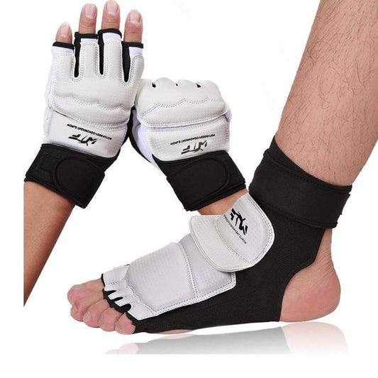 Luvas de meio dedo de alta qualidade WTF Taekwondo Treinamento Luvas de boxe Sanda Karate Artes marciais Luvas brancas Protetor
