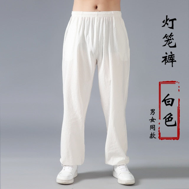 Loose Cotton Linen Pants For Men Harem Pants Men's Tai Chi Pants Martial Arts Kung Fu Summer Running Pants Yoga