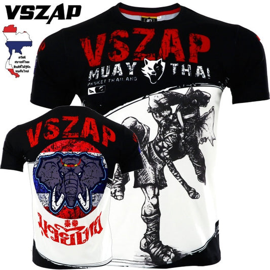 Camiseta VSZAP Jiu Jitsu Muay Thai Homens Homme Boxe MMA Camiseta Ginásio Camiseta Luta Luta Artes Marciais Treinamento de Fitness