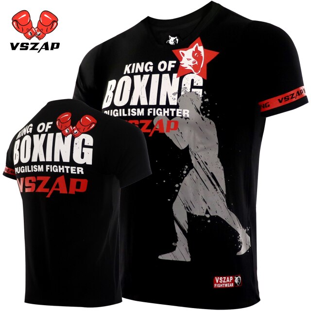 VSZAP Bangkok Boxing MMA T Shirt Gym Tee Shirt Fighting Martial Arts Fitness Training Wolf Muay Thai T Shirt Men Homme S-4XL