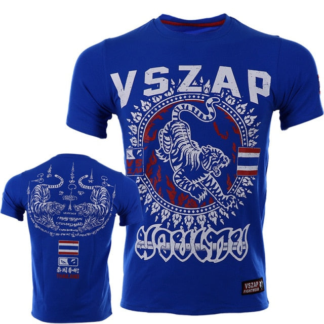 VSZAP Bangkok Boxing MMA T Shirt Gym Tee Shirt Fighting Martial Arts Fitness Training Wolf Muay Thai T Shirt Men Homme S-4XL