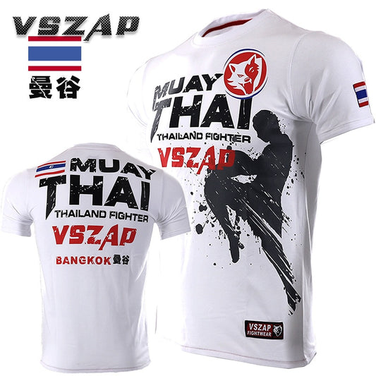 VSZAP Bangkok Boxing MMA T Shirt Gym Tee Shirt Fighting Martial Arts Fitness Training Wolf Muay Thai T Shirt Men Homme S-4XL